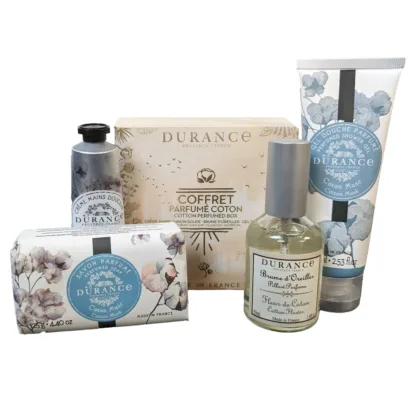 Durance Provence France Cotton Musk Gift Set 75ml Shower Gel + 125g Soap + 30ml Hand Cream + 50ml Pillow Spray