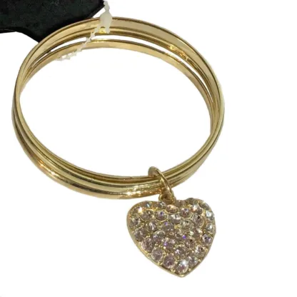 Bangle Row Gold Heart Bangle - Ba08947