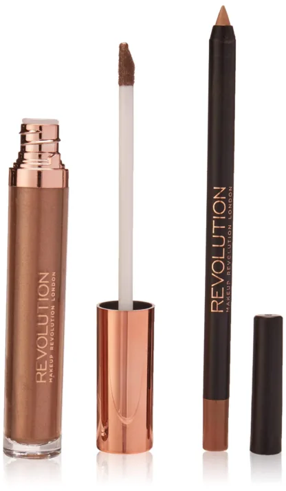 Revolution Retro Luxe Metallic Lip Kit Sovereign Lip Liner 1g Liquid Lipstick 5.5ml