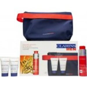 Clarins Men Gift Set 50ml Energizing Gel + 30ml Shampoo & Shower Gel + 30ml Active Face Wash + Wash Bag