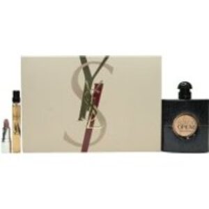Yves Saint Laurent Black Opium Gift Set 90ml EDP + 10ml EDP + Mini Loveshine Lipstick - 44 Nude Lavalière