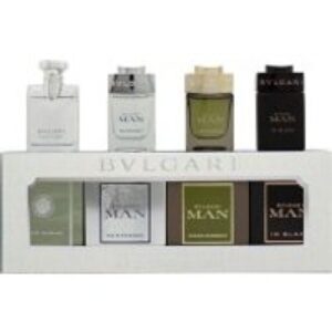 Bvlgari Miniatures For Him Gift Set 5ml Pour Homme EDT + 5ml Man Rain Essence EDP + 5ml Man Wood Essence EDP + 5ml Man In Black EDP