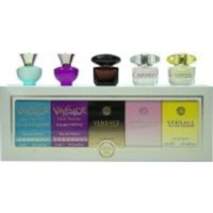 Versace Mini Set For Her Gift Set 5ml Dylan Turquoise EDP + 5ml Dylan Purple EDP + 5ml Crystal Noir EDT + 5ml Bright Crystal EDP + 5ml Yellow Diamond EDT